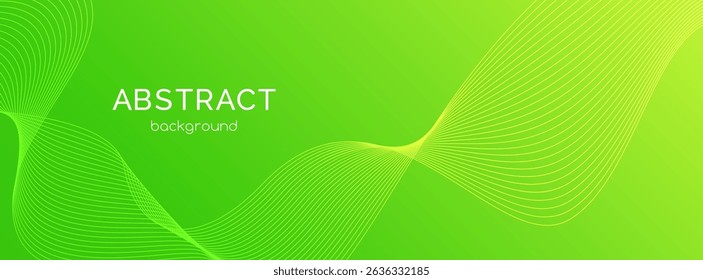 Abstract green gradient creative vector long banner template. Wavy minimal background for business presentations, web header design