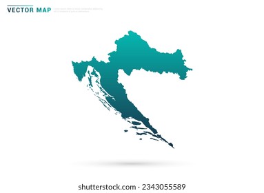 Abstract green gradient of Croatia map on white background vector.