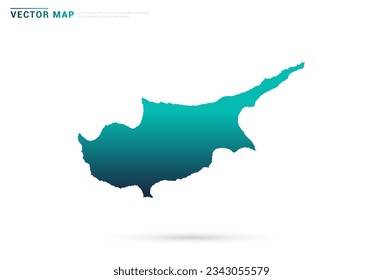 Abstract green gradient of Cyprus map on white background vector.