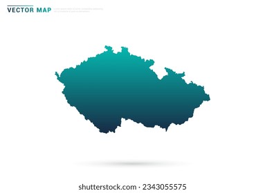Gradiente verde abstracto del mapa de la República Checa sobre el vector de fondo blanco.