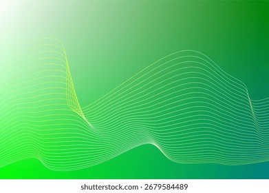 Diseño Abstractas de degradado verde con líneas fluidas y patrones elegantes