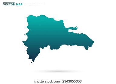 Abstract green gradient of Dominican Republic map on white background vector.