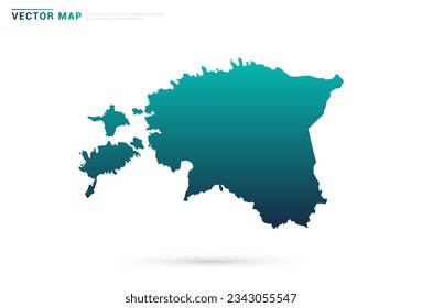 Abstract green gradient of Estonia map on white background vector.