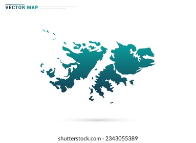 Abstract green gradient of Falkland Islands map on white background vector.