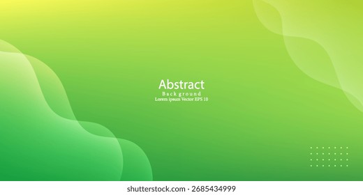 Fundo de fluido de gradiente verde abstrato com pontos geométricos. Fundo abstrato fresco com ondas fluidas de gradiente verde com curvas suaves e acentos geométricos pontilhados