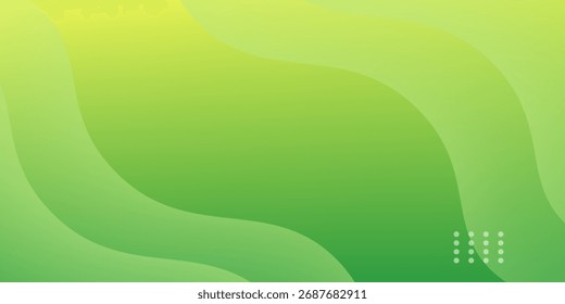 Abstract Green Gradient Fluid Background with Geometric Dots