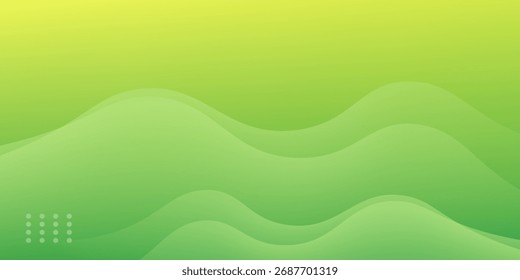 Abstract Green Gradient Fluid Background with Geometric Dots