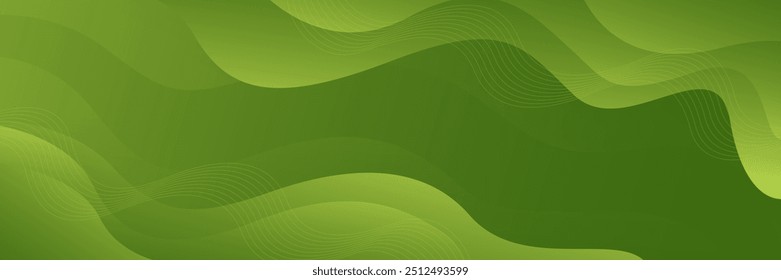 Fundo de onda de fluido gradiente verde abstrato, banner dinâmico moderno. Cor da natureza. Adequado para modelos, banners de venda, negócios, eventos, anúncios, web e páginas