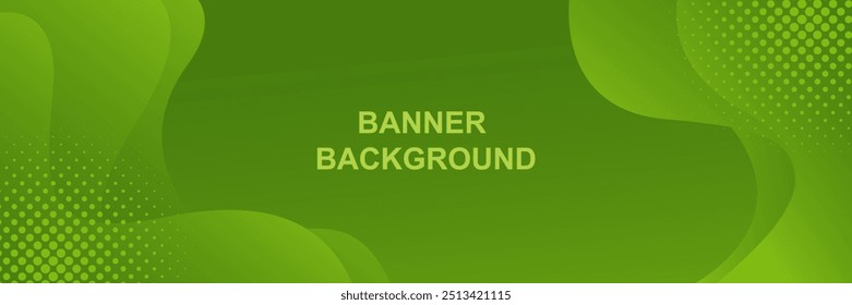 Abstrakter grüner Farbverlauf, fließender Wellenhintergrund mit Halbton, modernes dynamisches Banner. Geeignet für Vorlagen, Verkaufs-Banner, Business, Events, Anzeigen, Web, Seiten und Header