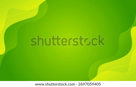 Abstract green gradient fluid wave background, modern organic design with smooth curves, bright fresh color template for banner, poster, eco product, nature, and health promotion