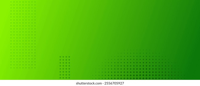 Abstract green gradient geometric background with dots. Header banner. Bright abstract presentation backdrop. Vector illustration