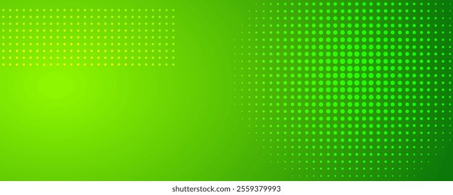 Abstract green gradient geometric background with dots. Header banner. Bright abstract presentation backdrop. Vector illustration