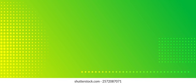 Abstract green gradient geometric background with dots. Header banner. Bright abstract presentation backdrop. Vector illustration