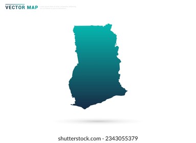 Abstract green gradient of Ghana map on white background vector.