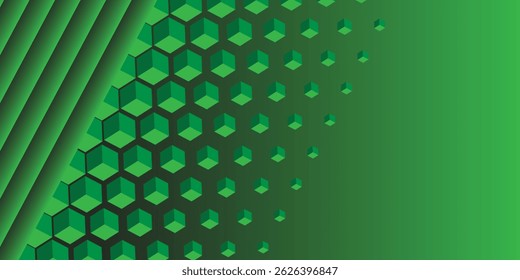 abstract green gradient hexagon geometric background for banner, cover, and presentation