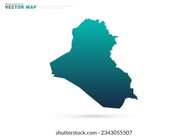 Gradiente verde abstracto del mapa de Iraq sobre el vector de fondo blanco.