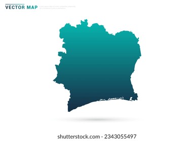 Gradiente verde abstracto del mapa de Costa de Marfil sobre el vector de fondo blanco.