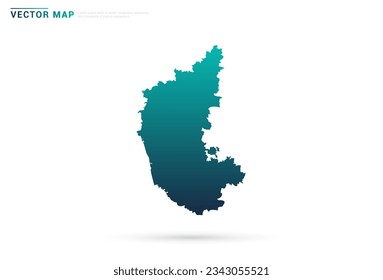 Gradiente verde abstracto del mapa de Karnataka sobre el vector de fondo blanco.