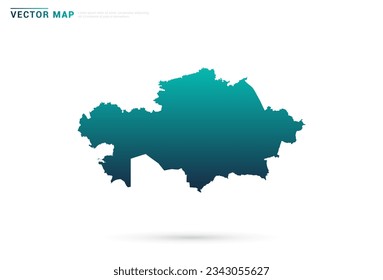Abstract green gradient of Kazakhstan map on white background vector.