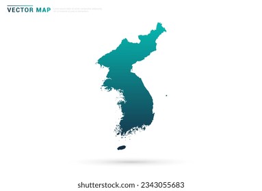 Abstract green gradient of Korea map on white background vector.