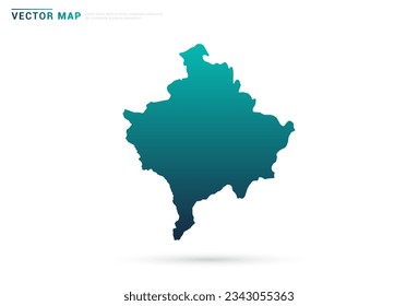 Gradiente verde abstracto del mapa de Kosovo sobre el vector de fondo blanco.