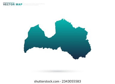 Abstract green gradient of Latvia map on white background vector.