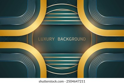 Abstract green gradient with a luxurious background and a golden line in vector design.