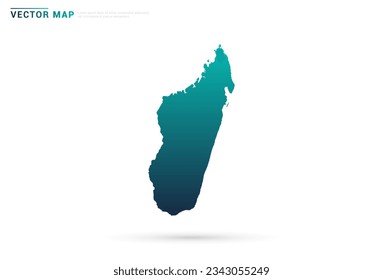 Gradiente verde abstracto del mapa de Madagascar sobre el vector de fondo blanco.