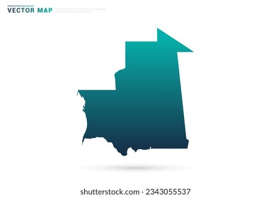 Abstract green gradient of Mauritania map on white background vector.