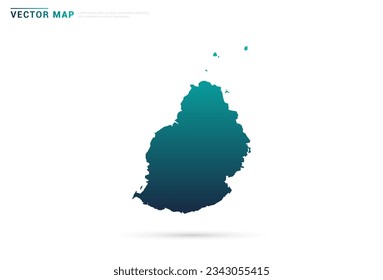 Abstract green gradient of Mauritius map on white background vector.