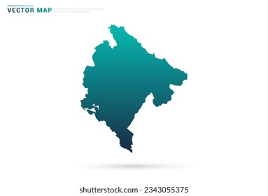 Abstract green gradient of Montenegro map on white background vector.