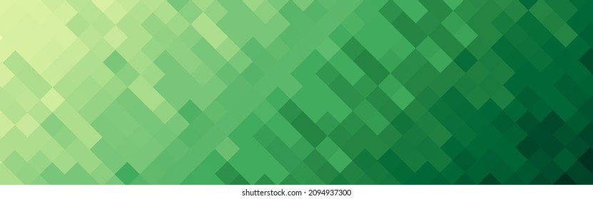 Abstract green gradient mosaic banner background. Vector illustration.