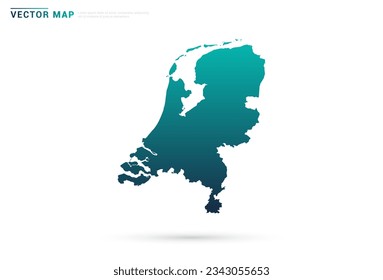 Abstract green gradient of Netherland map on white background vector.