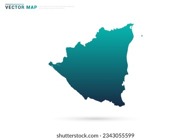 Resumen de gradiente verde de Nicaragua mapa sobre el vector de fondo blanco.