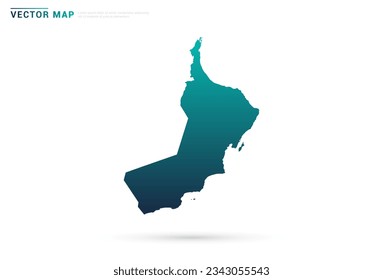 Abstract green gradient of Oman map on white background vector.