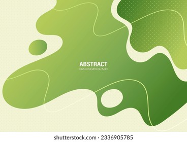 Abstract green gradient organic shapes hand-drawn on a dots pattern background. Flat design with curves and lines for the banner template.