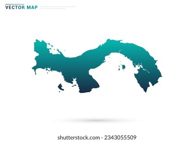 Gradiente verde abstracto del mapa de Panamá sobre el vector de fondo blanco.
