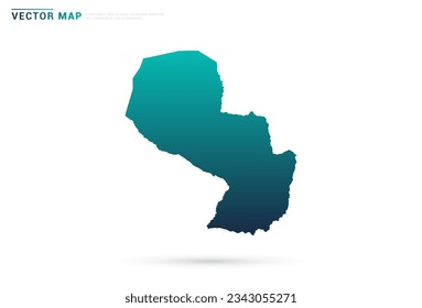Abstract green gradient of Paraguay map on white background vector.
