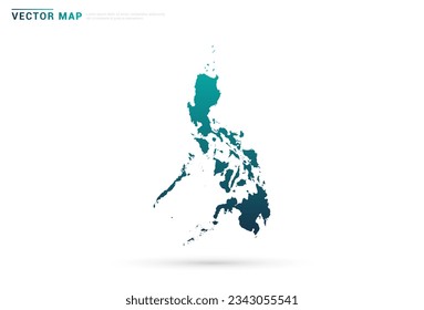 Abstract green gradient of Philippines map on white background vector.