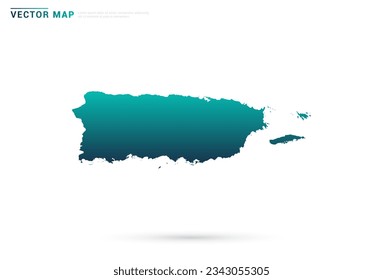 Abstract green gradient of Puerto Rico map on white background vector.