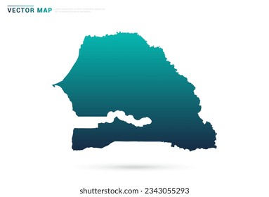 Abstract green gradient of Senegal map on white background vector.