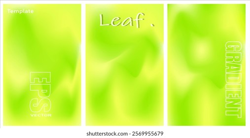 Abstract green gradient set of 3. Green light color leaves design background , best for environment related project background. Vector illustration.