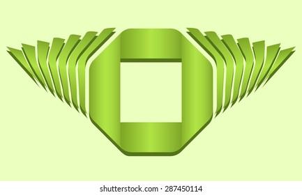 Abstract green gradient square ribbon text frame with decorative sidepieces for any design project