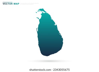 Abstract green gradient of Sri Lanka map on white background vector.