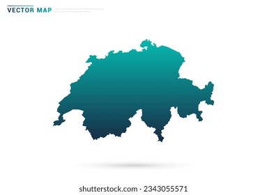 Abstrakter grüner Farbverlauf der Schweiz Karte auf weißem Hintergrund, Vektorgrafik.