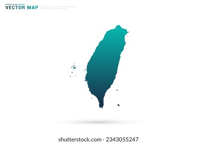 Abstract green gradient of Taiwan map on white background vector.