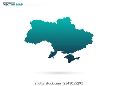 Abstrakter grüner Farbverlauf der Ukraine Karte auf weißem Hintergrund, Vektorgrafik.