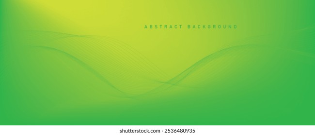 Abstract green gradient vector background with waves. 
