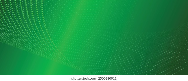 Abstract green gradient vector banner. Halftone dotted minimal contemporary long background