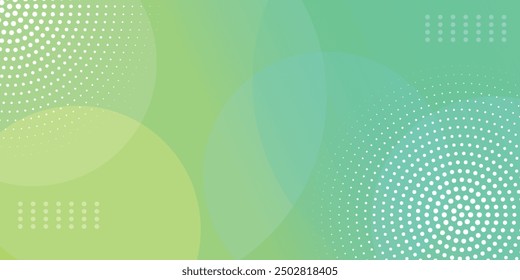 Abstract green gradient vector banner. Halftone dotted minimal contemporary long background